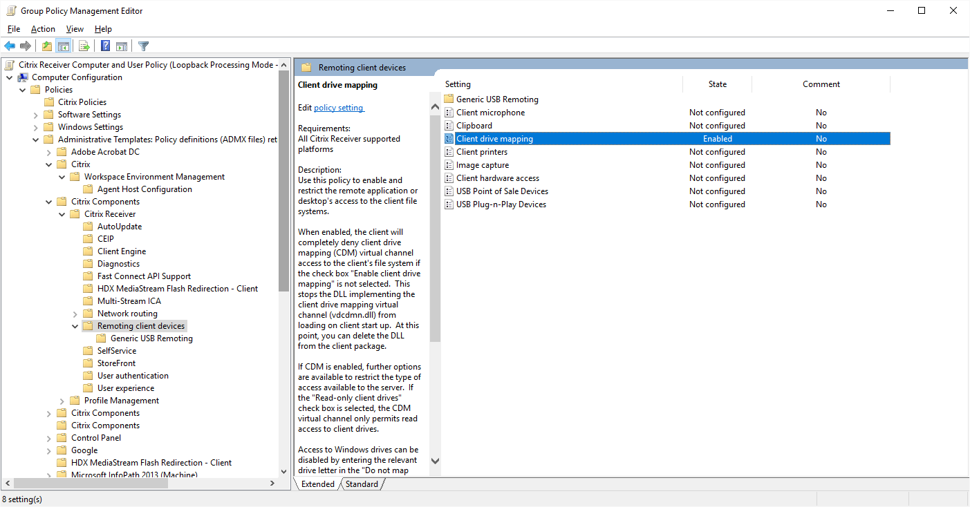 2FA - Beheer - Citrix Receiver FAQ (Drive policy)