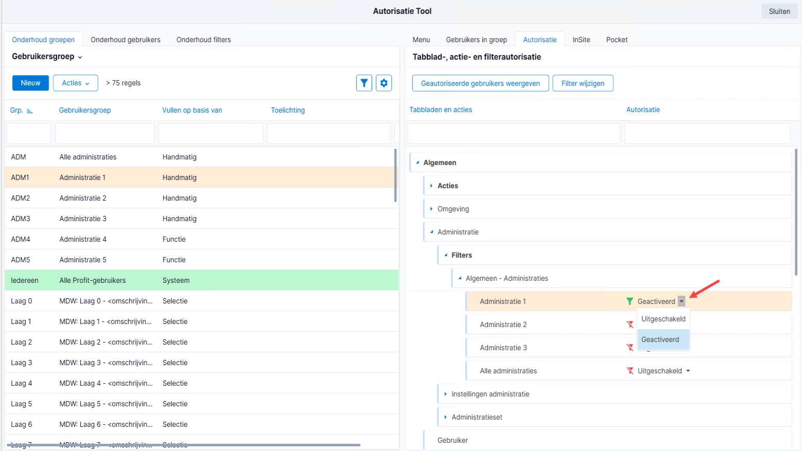 App_Autorisatie per administratie