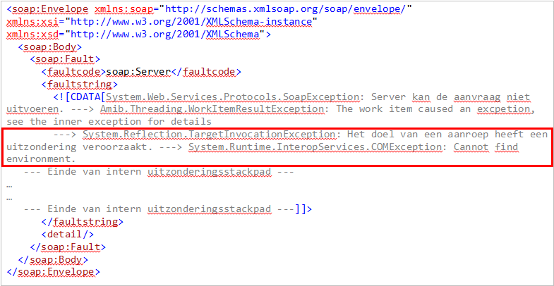 App_Conn SOAPUI foutmeldingen interpreteren