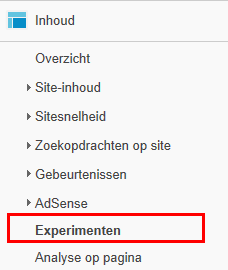 Out_Experiment toevoegen in Google - standaardrapporten
