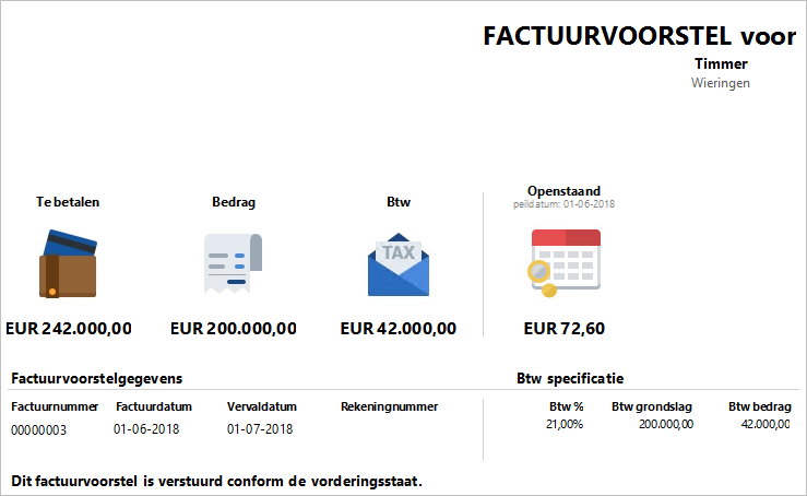 Pro_Meetstaat met factuurvoorstel maken - Factuurvoorstel verstrekken